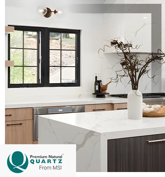 Q Premium Natural Quartz by MSI - High-durability luxury quartz slabs available at Premier Kitchen Cabinets.